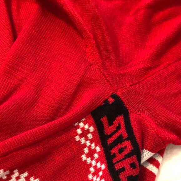 Women’s Star Wars R2D2 Cardigan, Red Pullover Ugly Christmas Sweater, Large - Picture 9 of 15